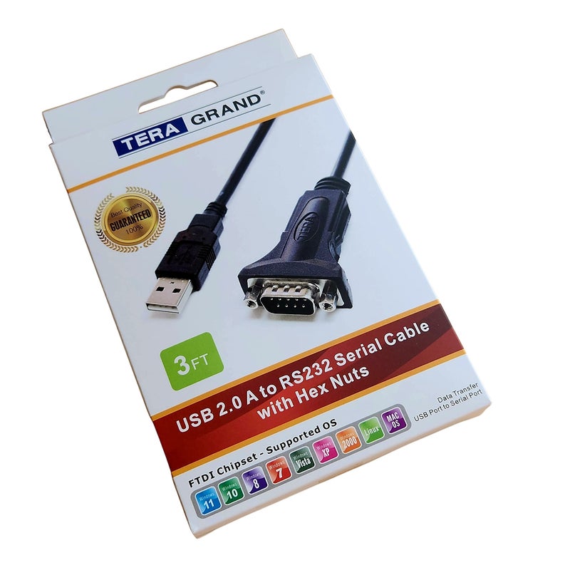 Tera Grand - Premium USB 2.0 to RS232 Serial DB9 Adapter Cable 3 Feet - Supports Windows 11, 10, 8, 7, Vista, XP, 2000, 98, Linux and Mac - Built with FTDI Chipset and Hex Jack Nuts - Image 5